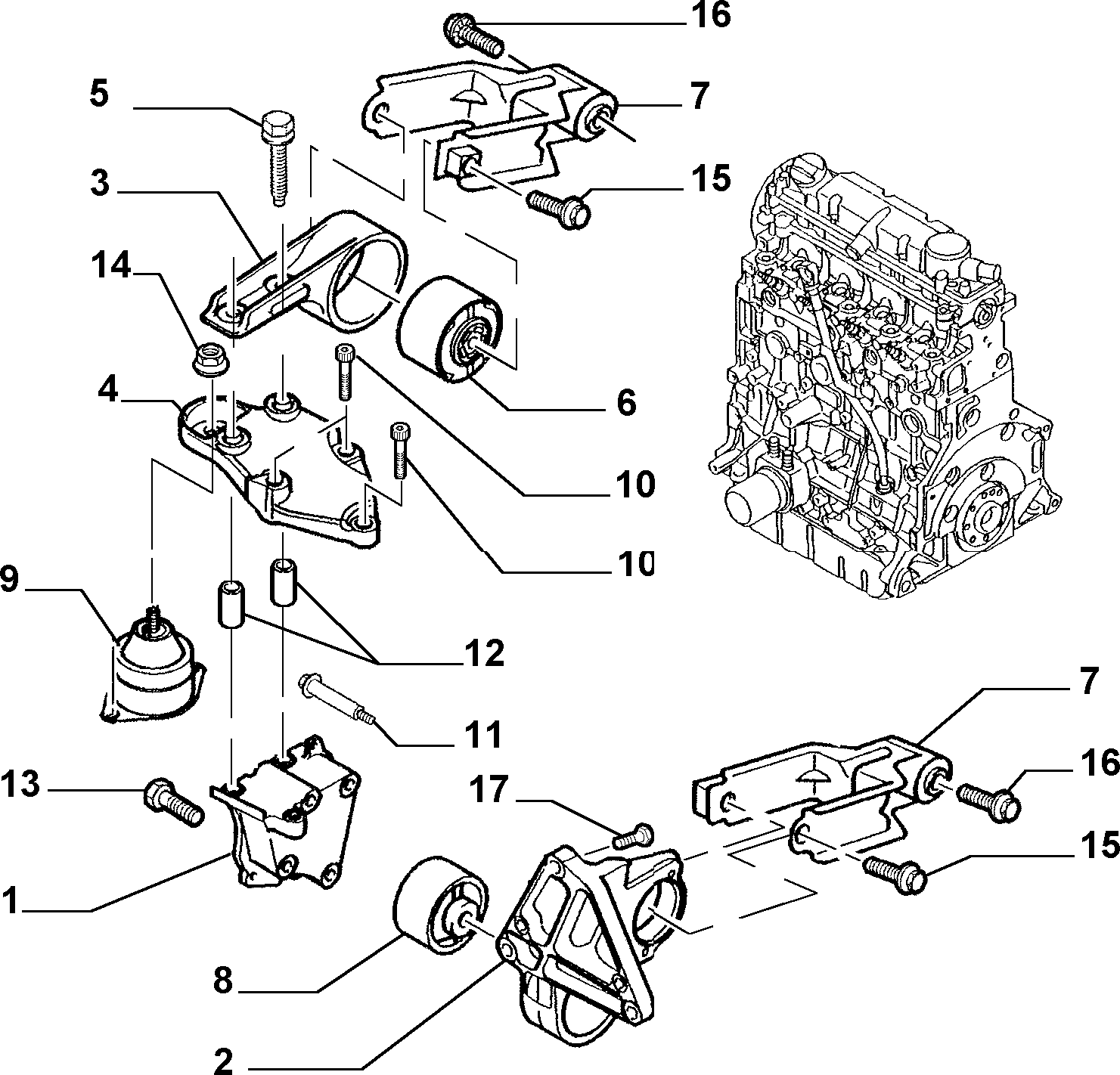 FIAT 9606121080 - Окачване, двигател parts5.com