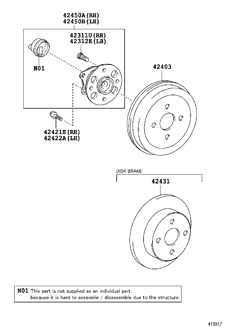 Mitsubishi 42450-0D050 - Wheel hub, bearing Kit parts5.com