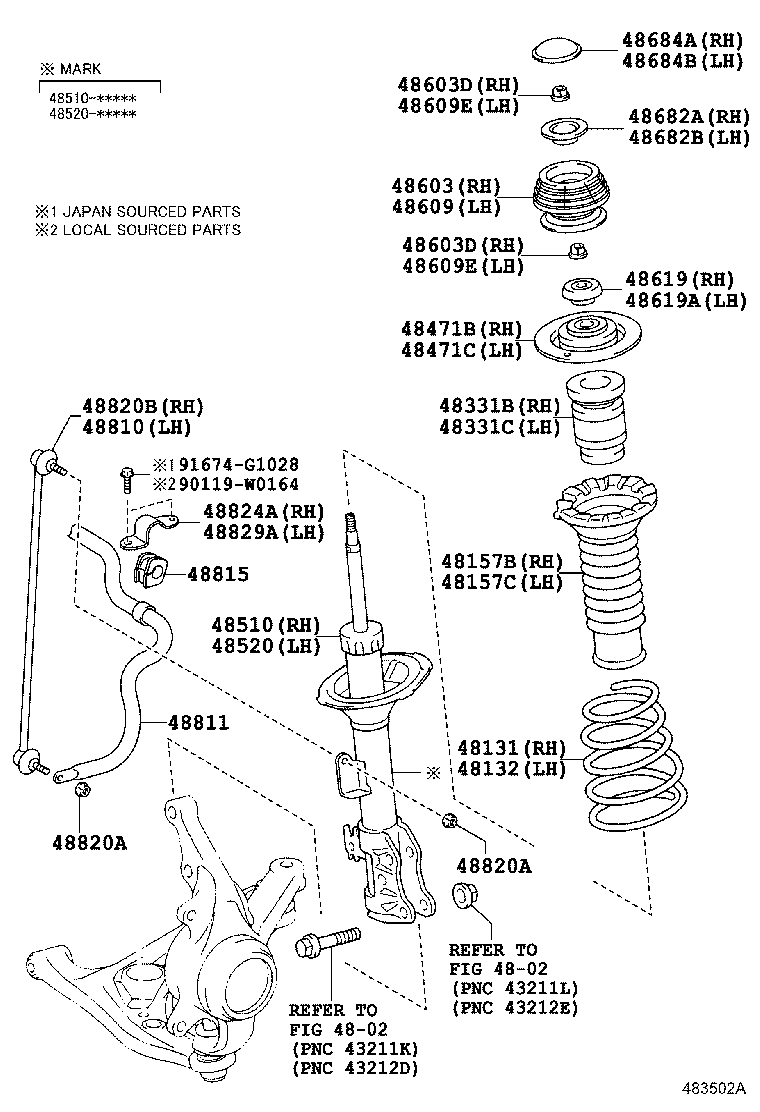 TOYOTA 48820-0D010 - Brat / bieleta suspensie, stabilizator parts5.com