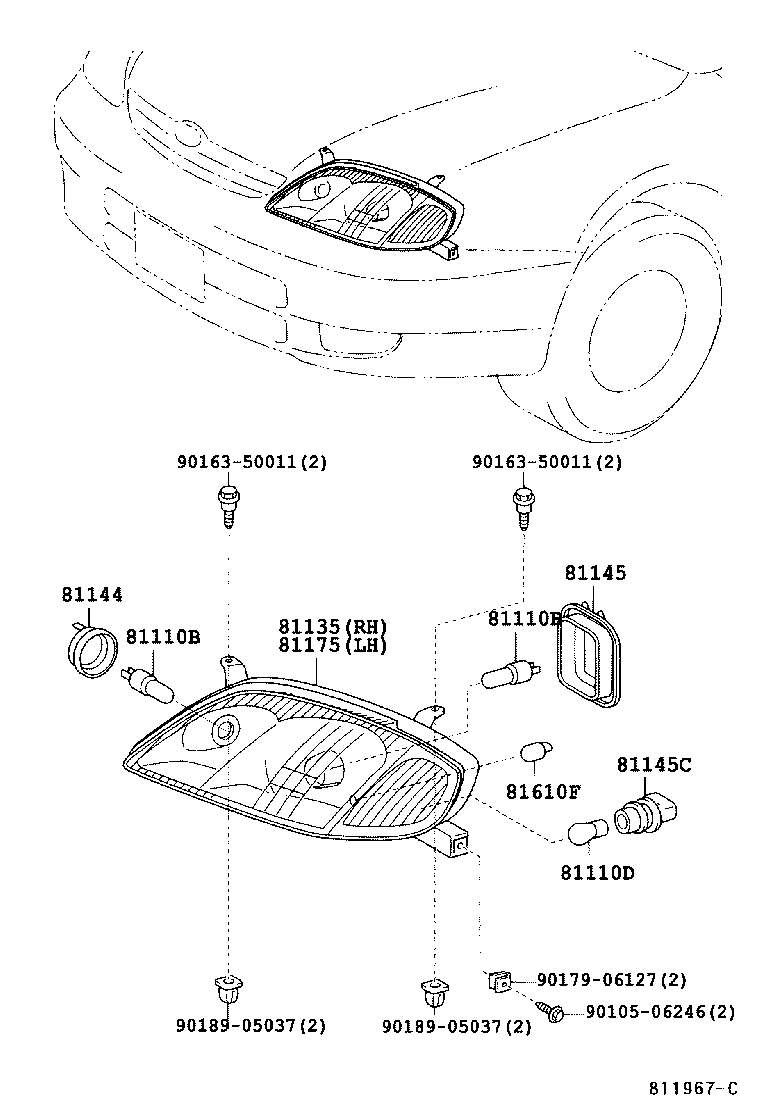 TOYOTA 9098113079 - Лампа накаливания parts5.com