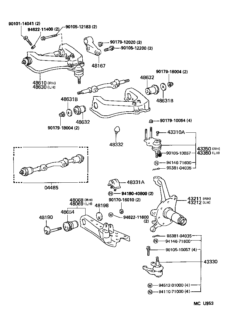 TOYOTA 9538104035 - Комплект подшипника ступицы колеса parts5.com