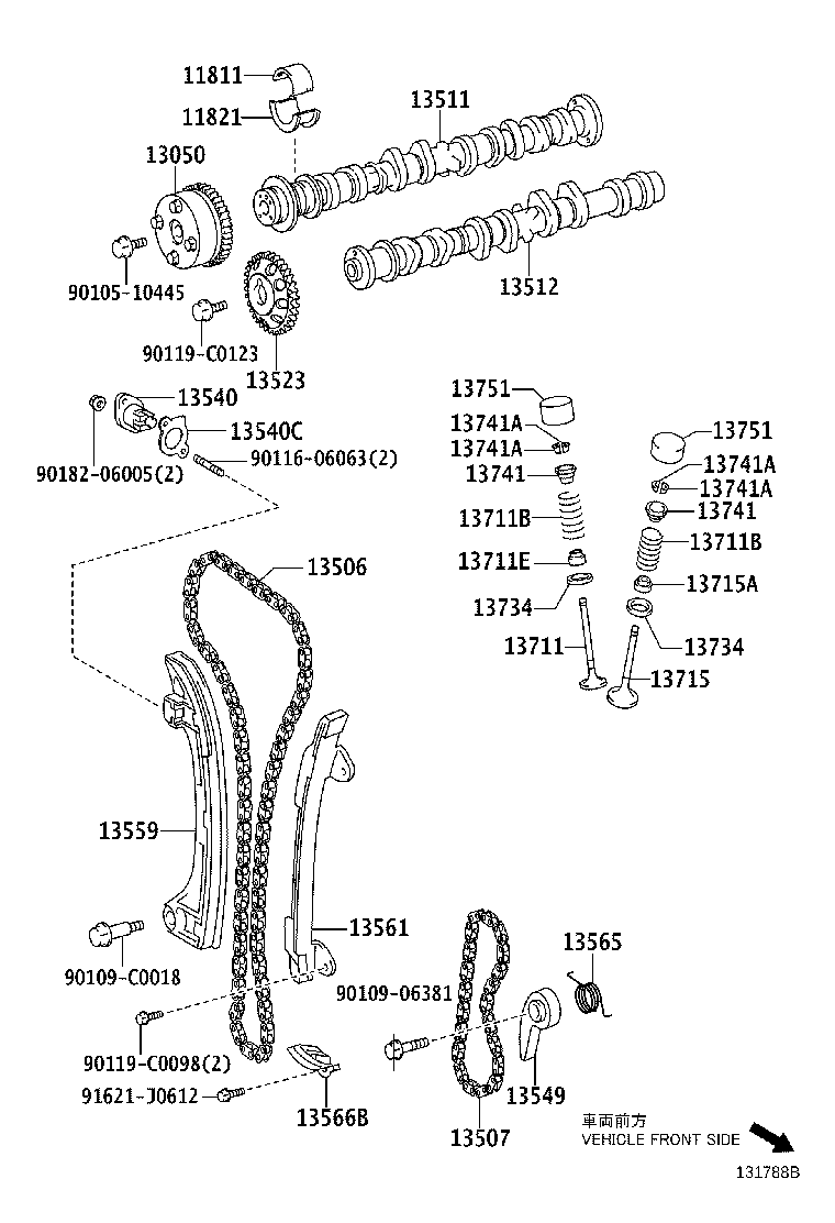 TOYOTA 13561-0H030 - Σετ καδένας χρονισμού parts5.com