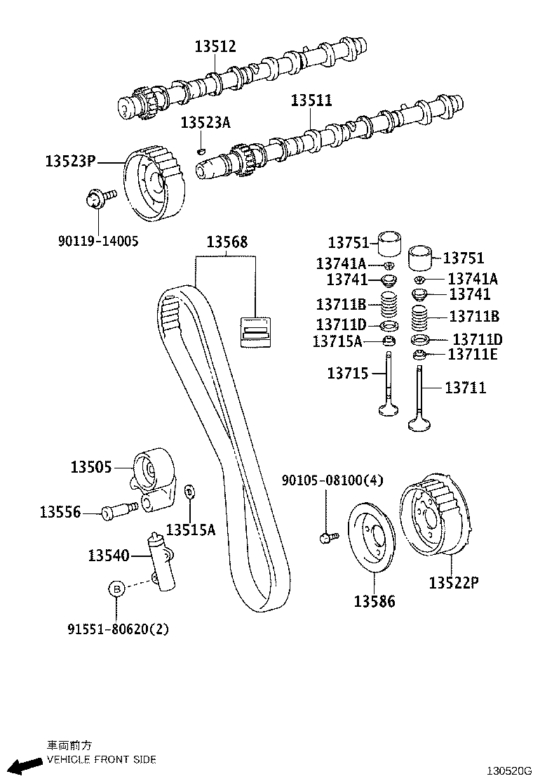 TOYOTA #13505-67041 - Tensioner Pulley, timing belt parts5.com