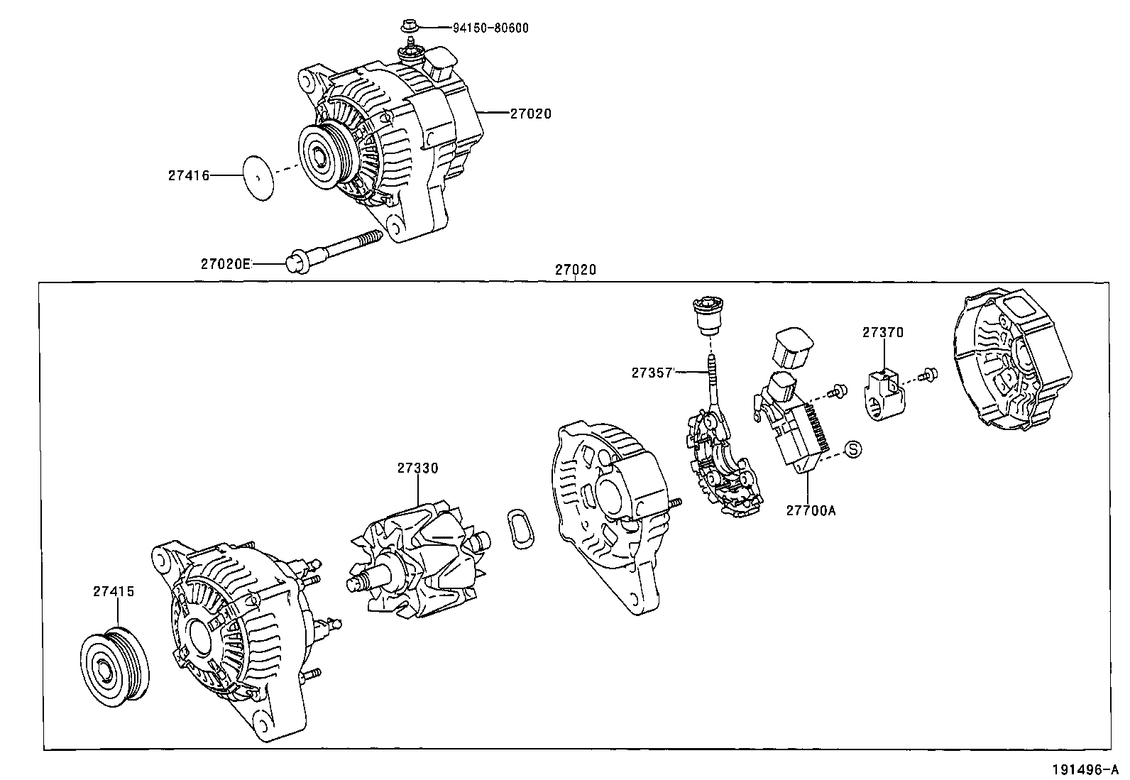 TOYOTA 2706027060 - Генератор parts5.com