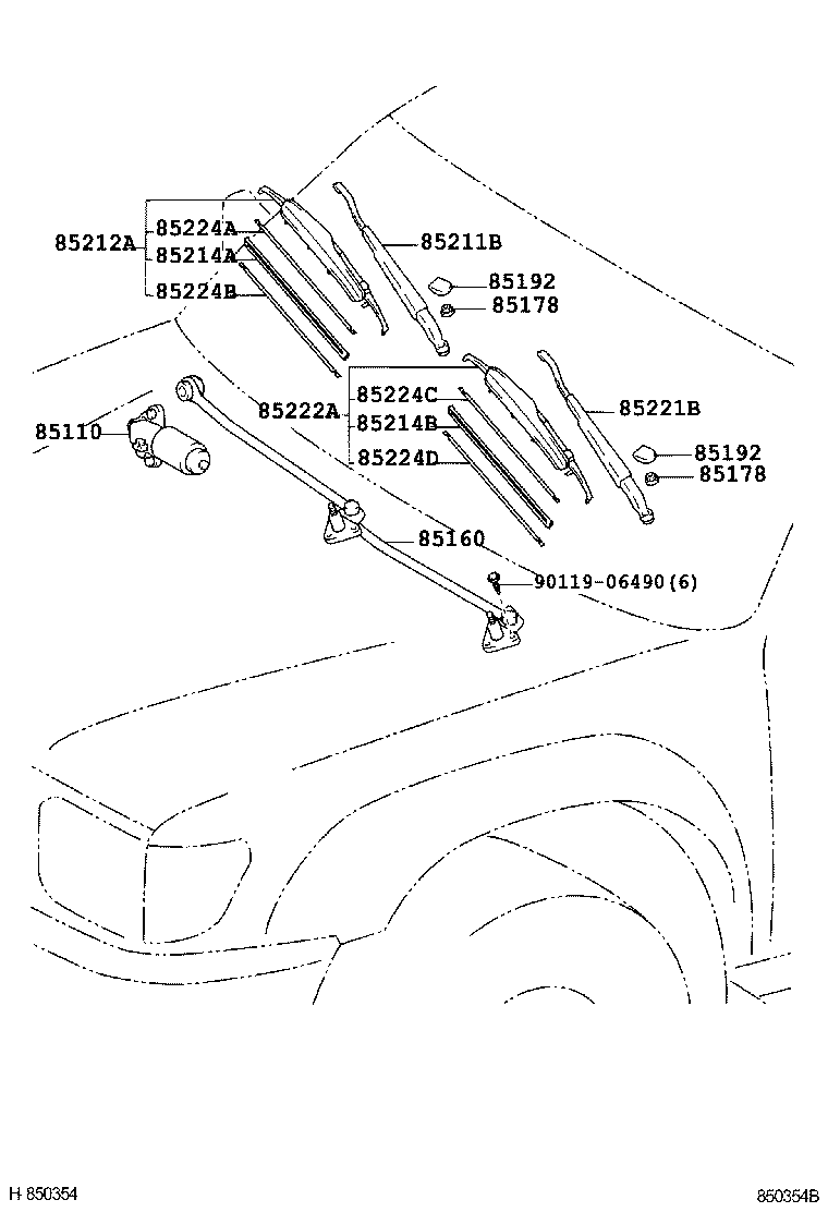 TOYOTA 8522235120 - Pyyhkijänsulka parts5.com