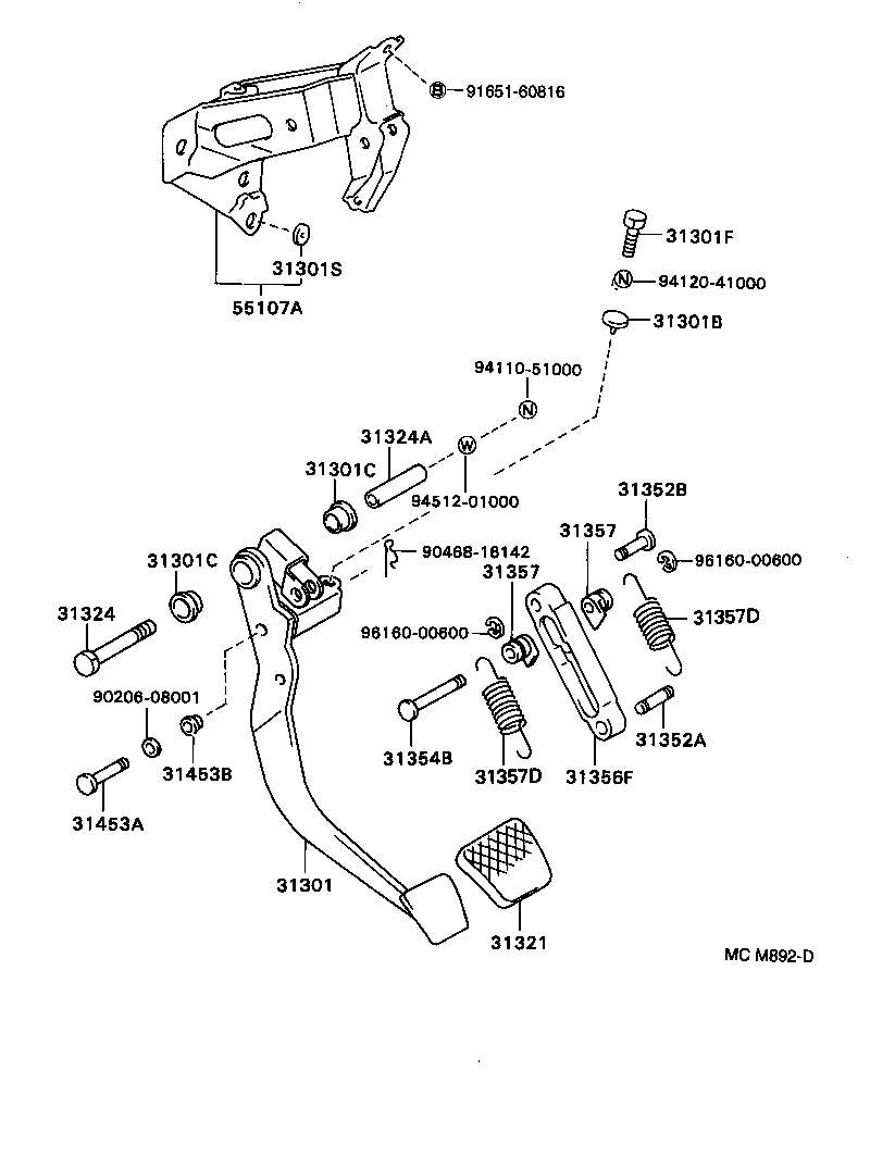 Hino 31321-14020 - Pozitie pedala, pedala ambreiaj parts5.com