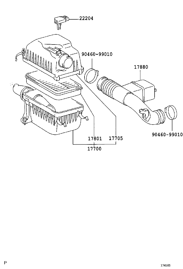 TOYOTA 17801-07010 - Filtr powietrza parts5.com