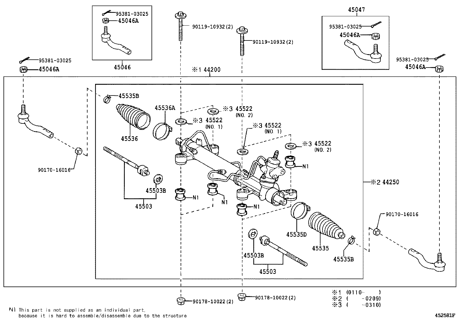 TOYOTA 45535-44010 - Σετ φούσκες, τιμόνι parts5.com