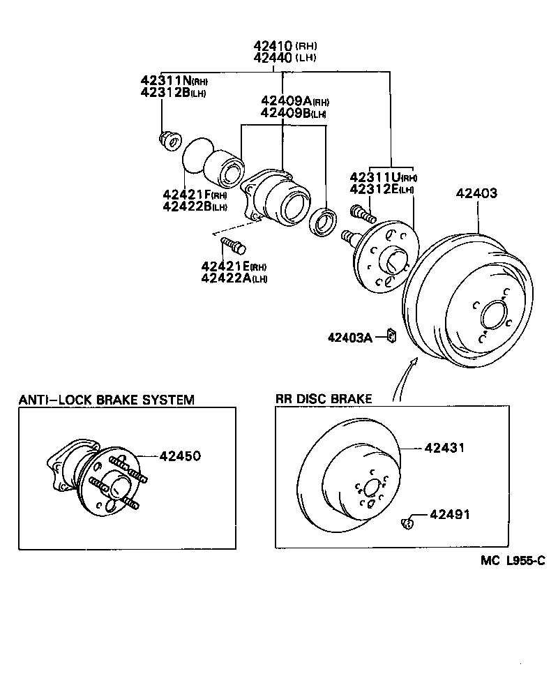 TOYOTA 4241006010 - Wheel hub, bearing Kit parts5.com