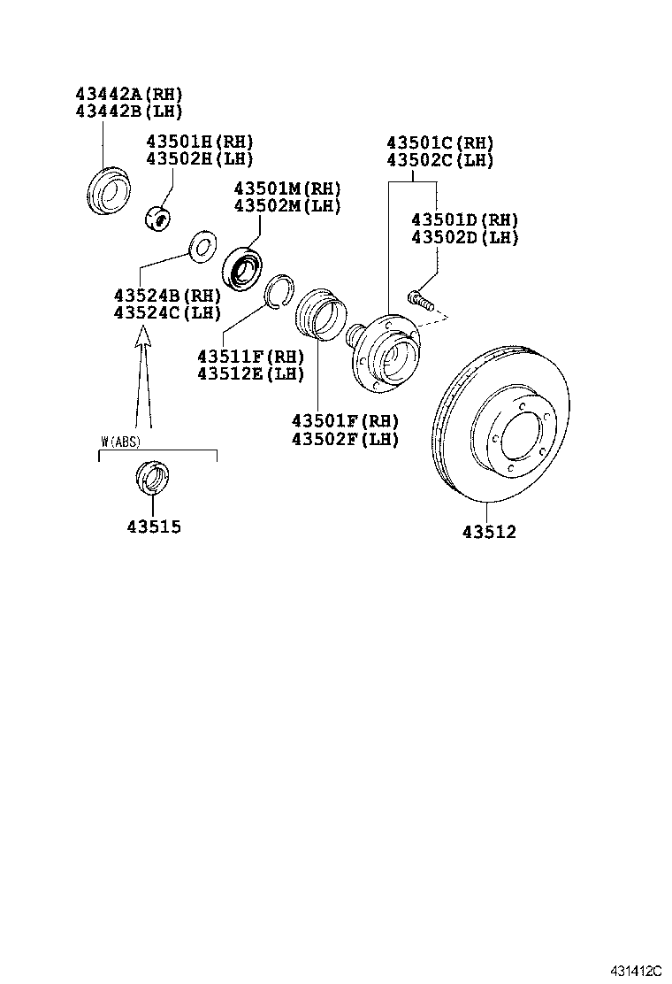 TOYOTA 90311-T0010 - Wheel hub, bearing Kit parts5.com