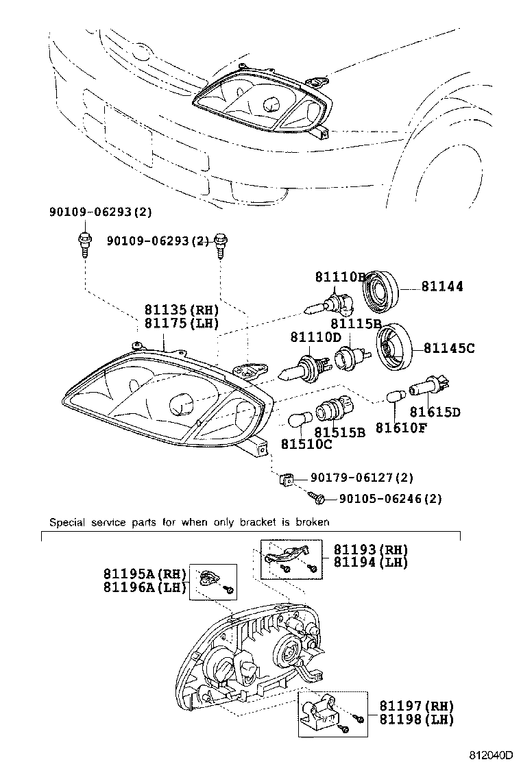 TOYOTA 9008081106 - Bec, proiector ceata parts5.com