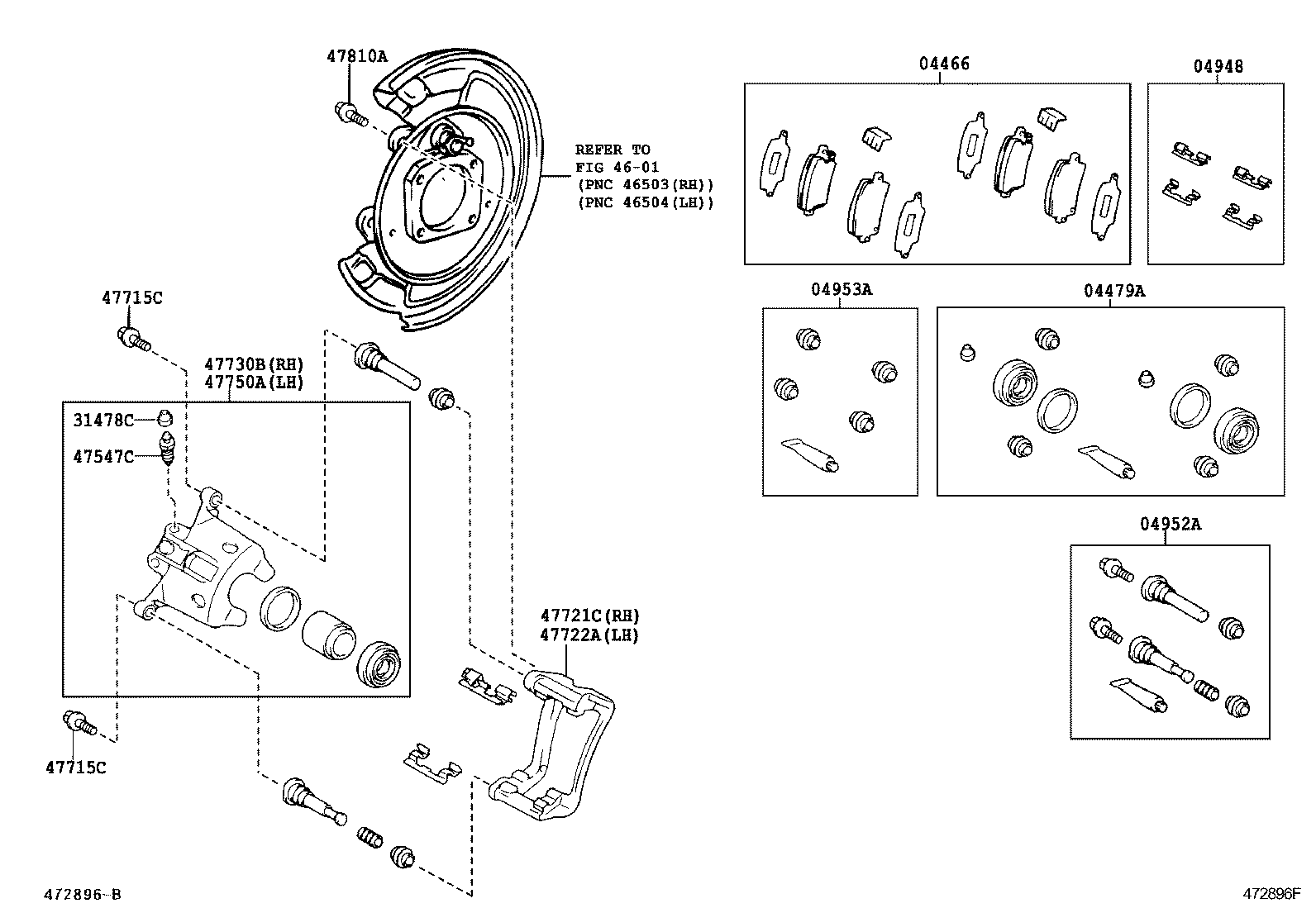 Daihatsu 04952-02040 - Set bucsi de ghidaj, etrier frana parts5.com