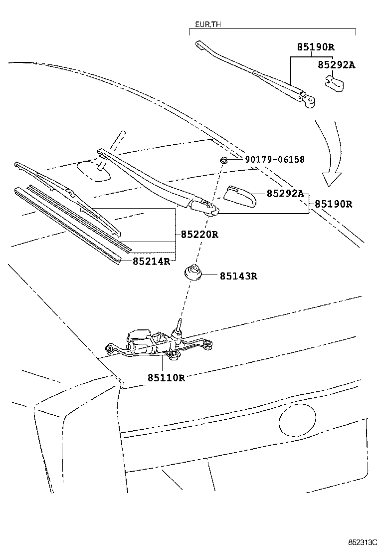 TOYOTA 85214-50061 - Перо на чистачка parts5.com