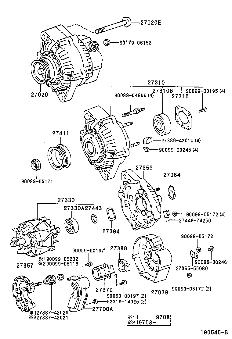 TOYOTA 2706074370 - Генератор parts5.com