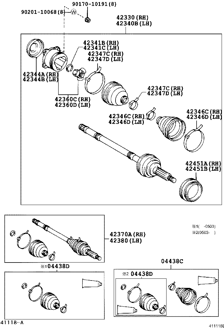 TOYOTA 0443842020 - Burduf cauciuc, articulatie planetara parts5.com