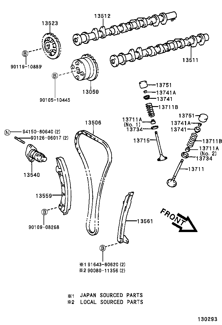 TOYOTA 13540-22022 - Σετ καδένας χρονισμού parts5.com