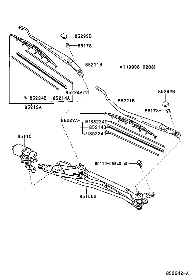 TOYOTA 85222-20450 - Silecek süpürgesi parts5.com