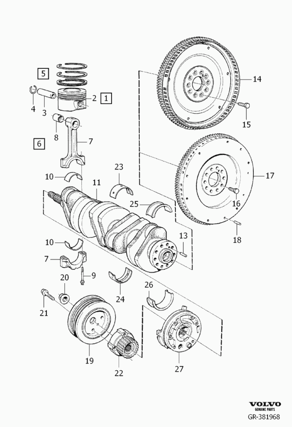 Volvo 1275930 - Koło pasowe, wał korbowy parts5.com