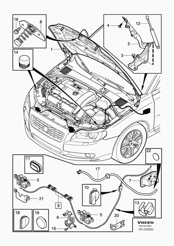 Volvo 30671768 - Motorházfedél kábel parts5.com