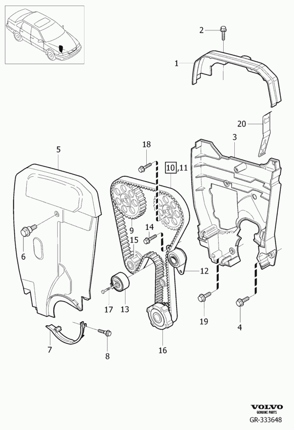 Volvo 3 063 827 7 - Натяжной ролик, ремень ГРМ parts5.com