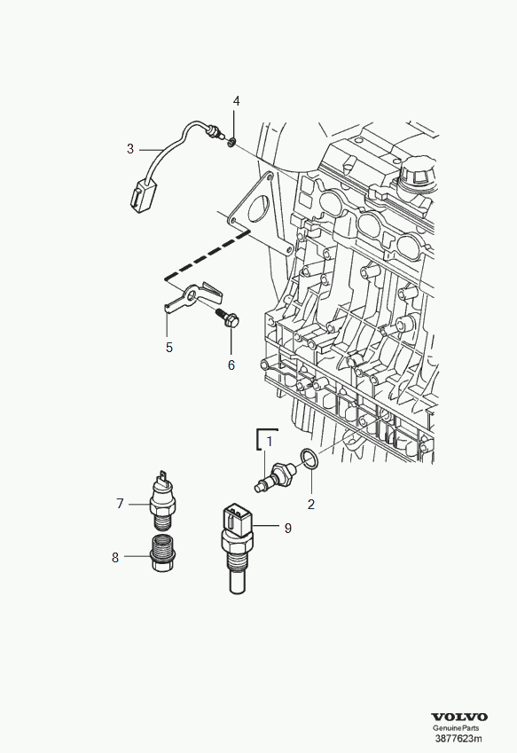 Volvo 9 125 463 - Senzor,temperatura lichid de racire parts5.com