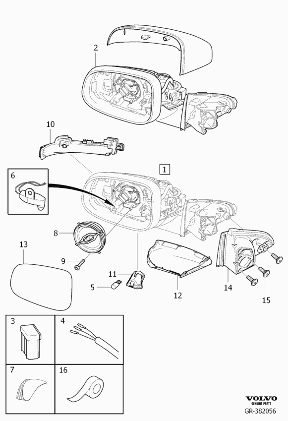 Volvo 30716479 - Sticla oglinda, oglinda retrovizoare exterioara parts5.com