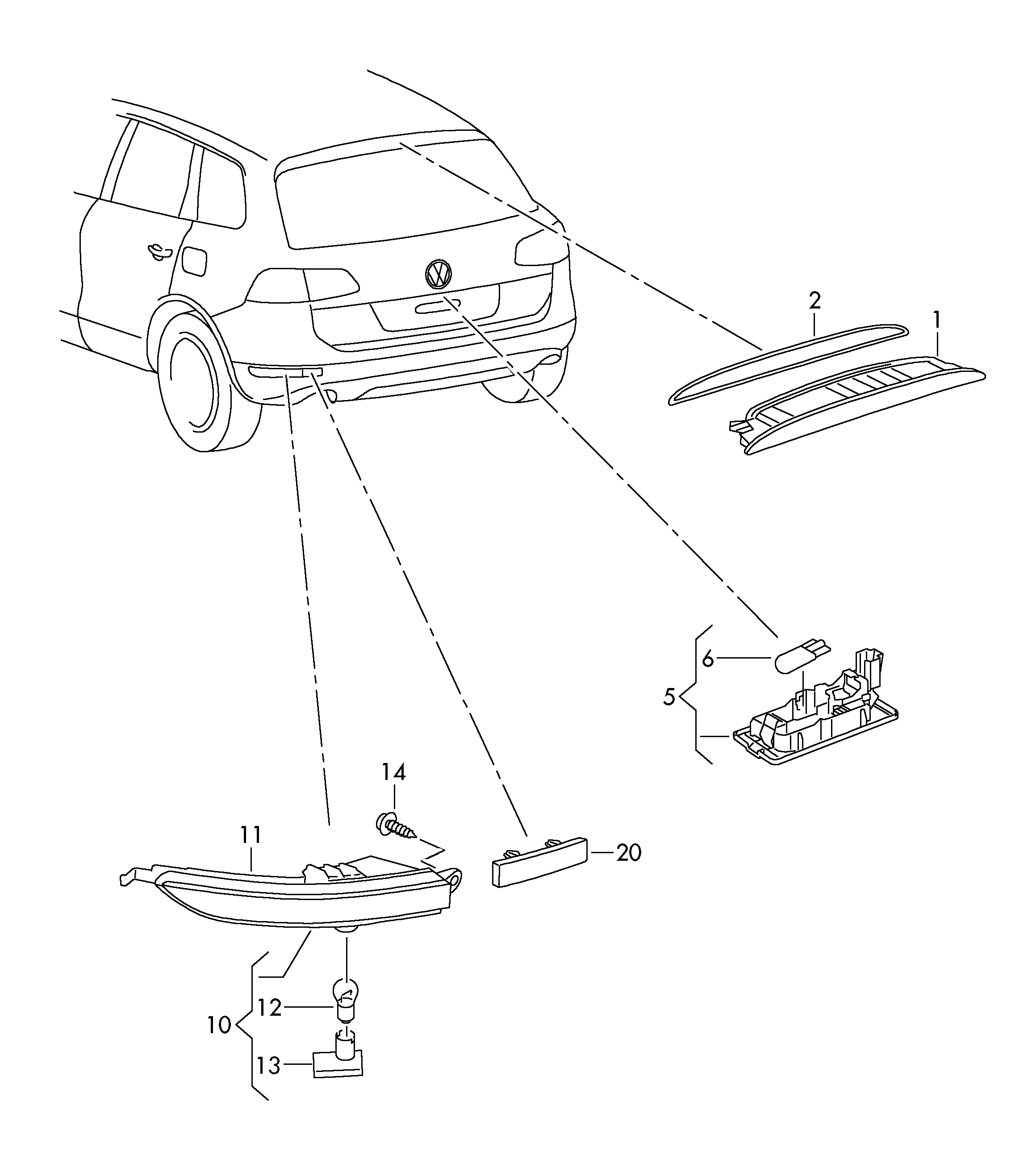 VW 5N0943021 - Φωτισμός πινακίδας κυκλοφορίας parts5.com