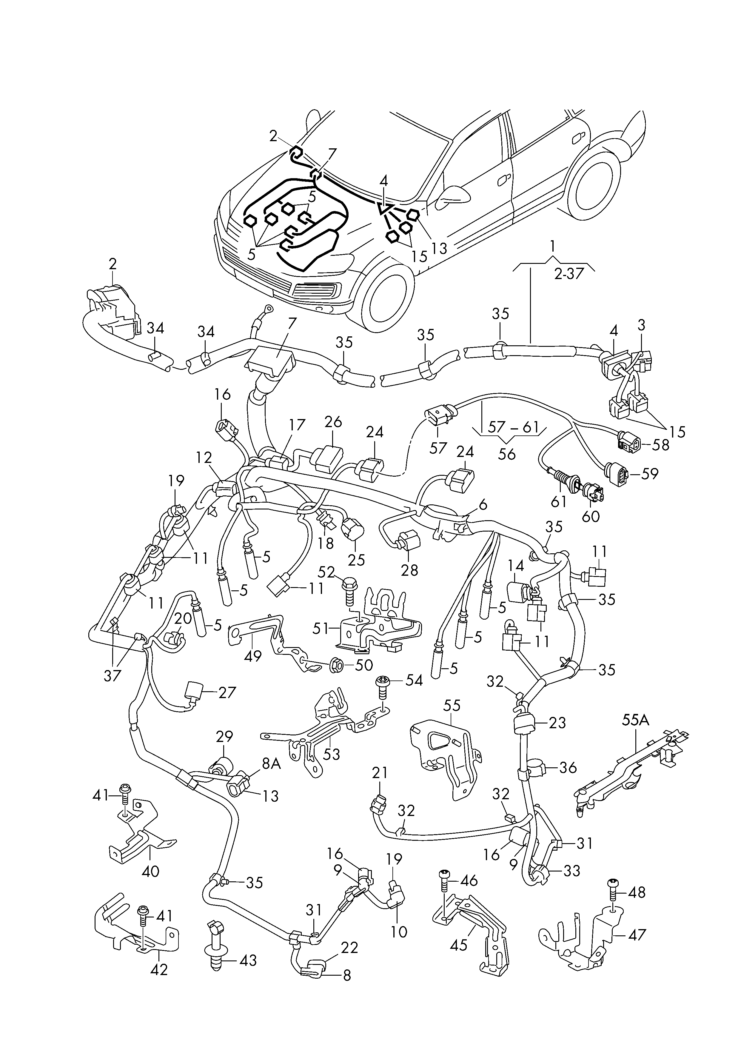 VAG 4F0 973 703 A - Ремкомплект кабеля, датчик - система помощи при парковке parts5.com