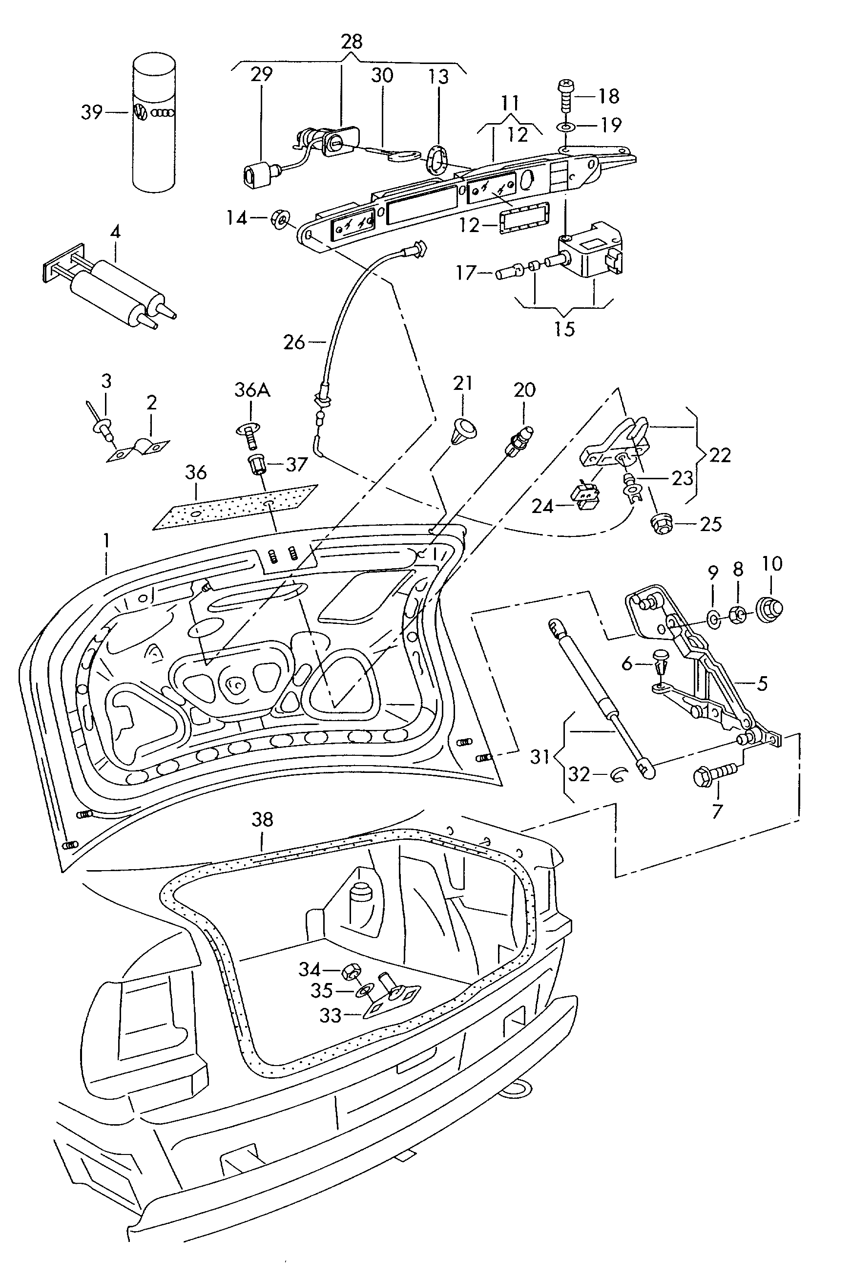 Seat 3B5 827 550E - Gaasivedru, pagasi / veoruum parts5.com