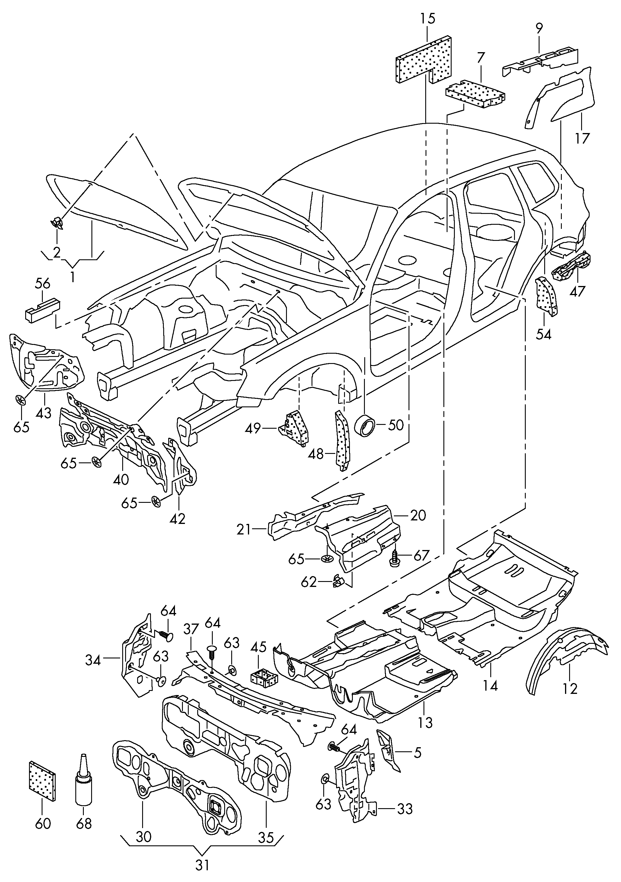 VW 7P6 863 831A - Silencing Material, engine bay parts5.com