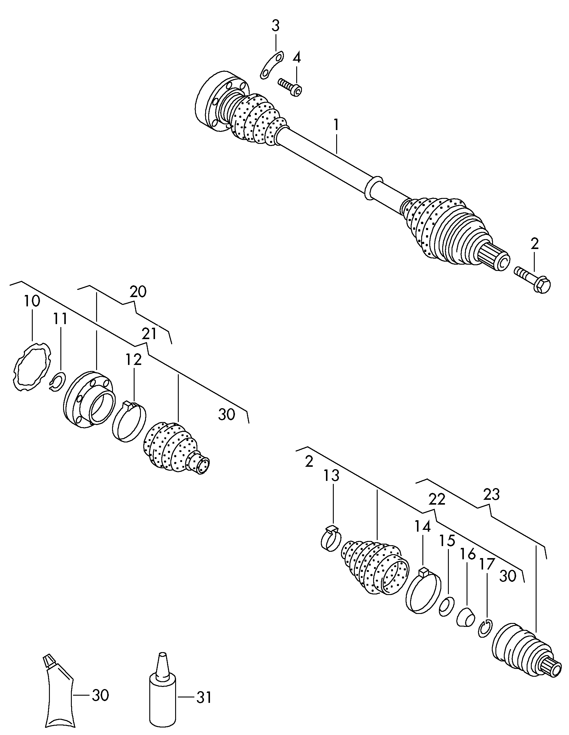 VAG JZW 498 340DX - Joint Kit, drive shaft parts5.com