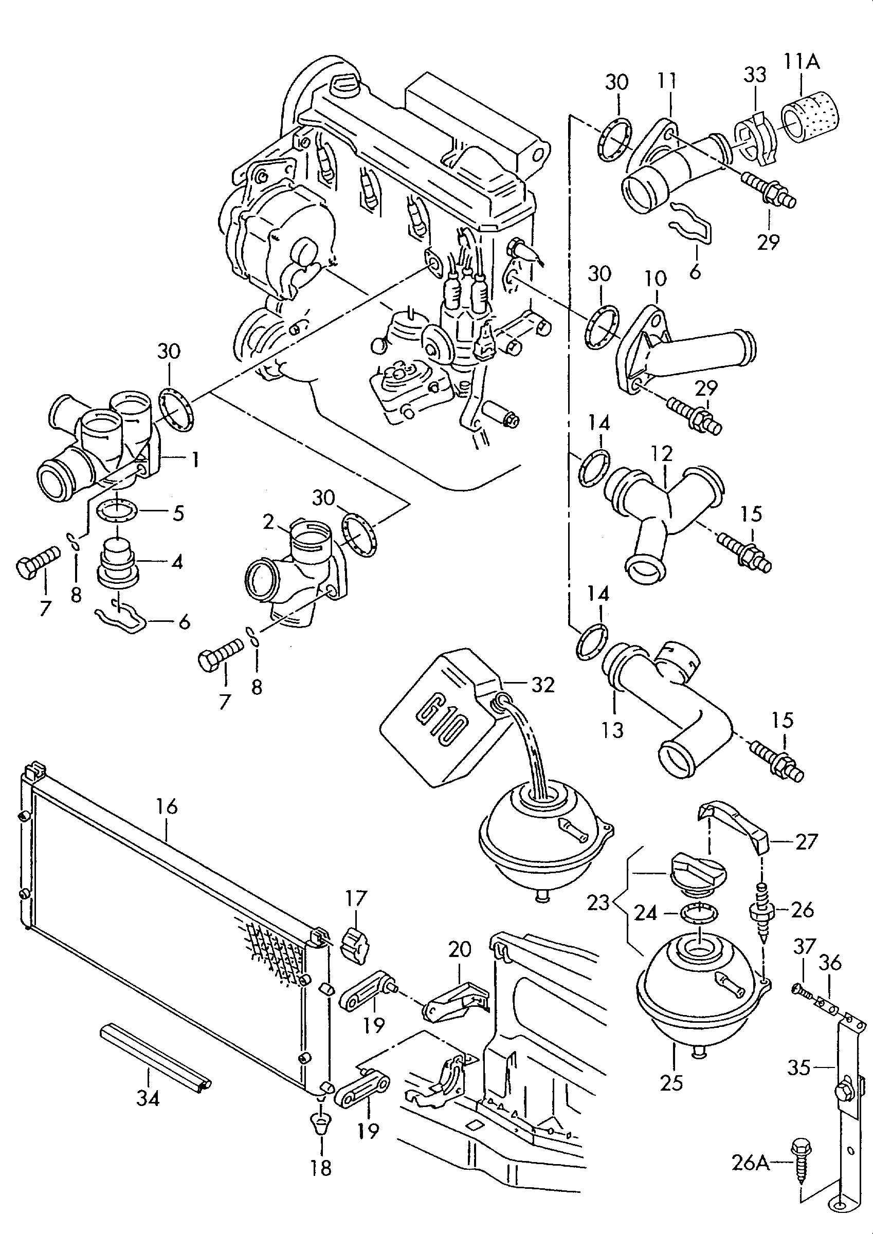 VAG 701121253D - Radiador, refrigeración del motor parts5.com