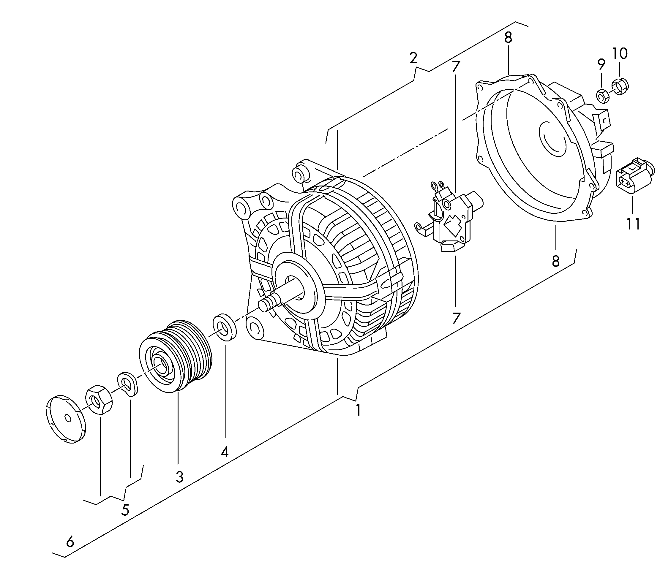 VW 03F 903 023 E - Шкив генератора, муфта parts5.com