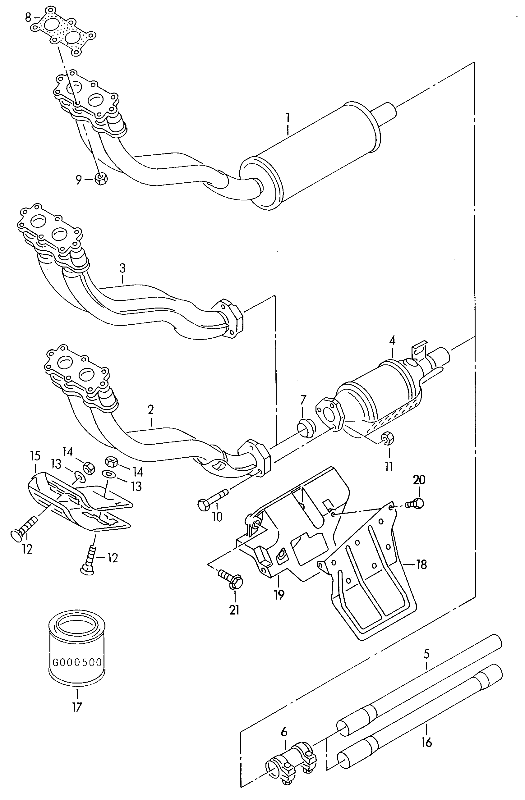 VAG 533 253 115 C - Garnitura, racord evacuare parts5.com