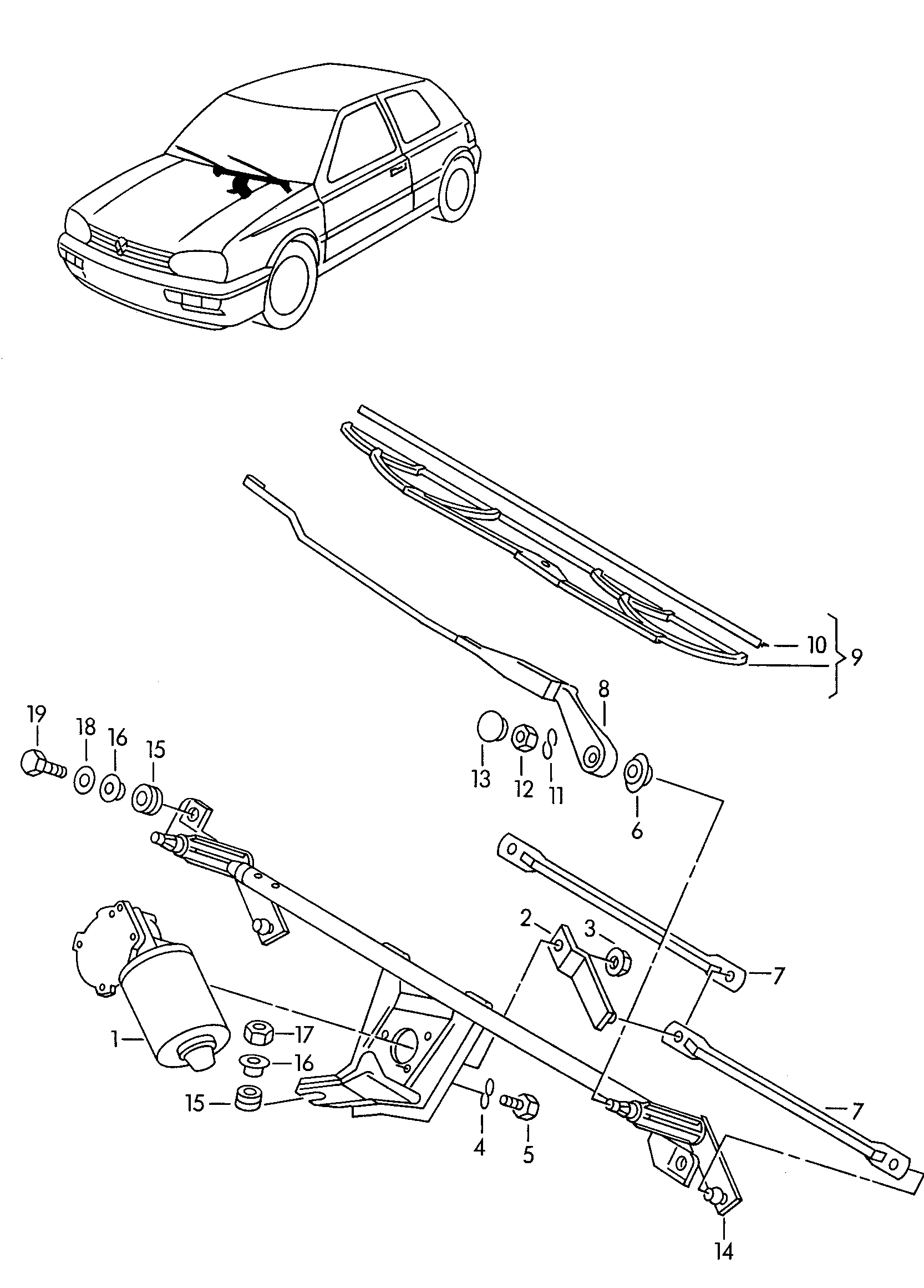 VAG 1H1 955 409C - Brat stergator, parbriz parts5.com