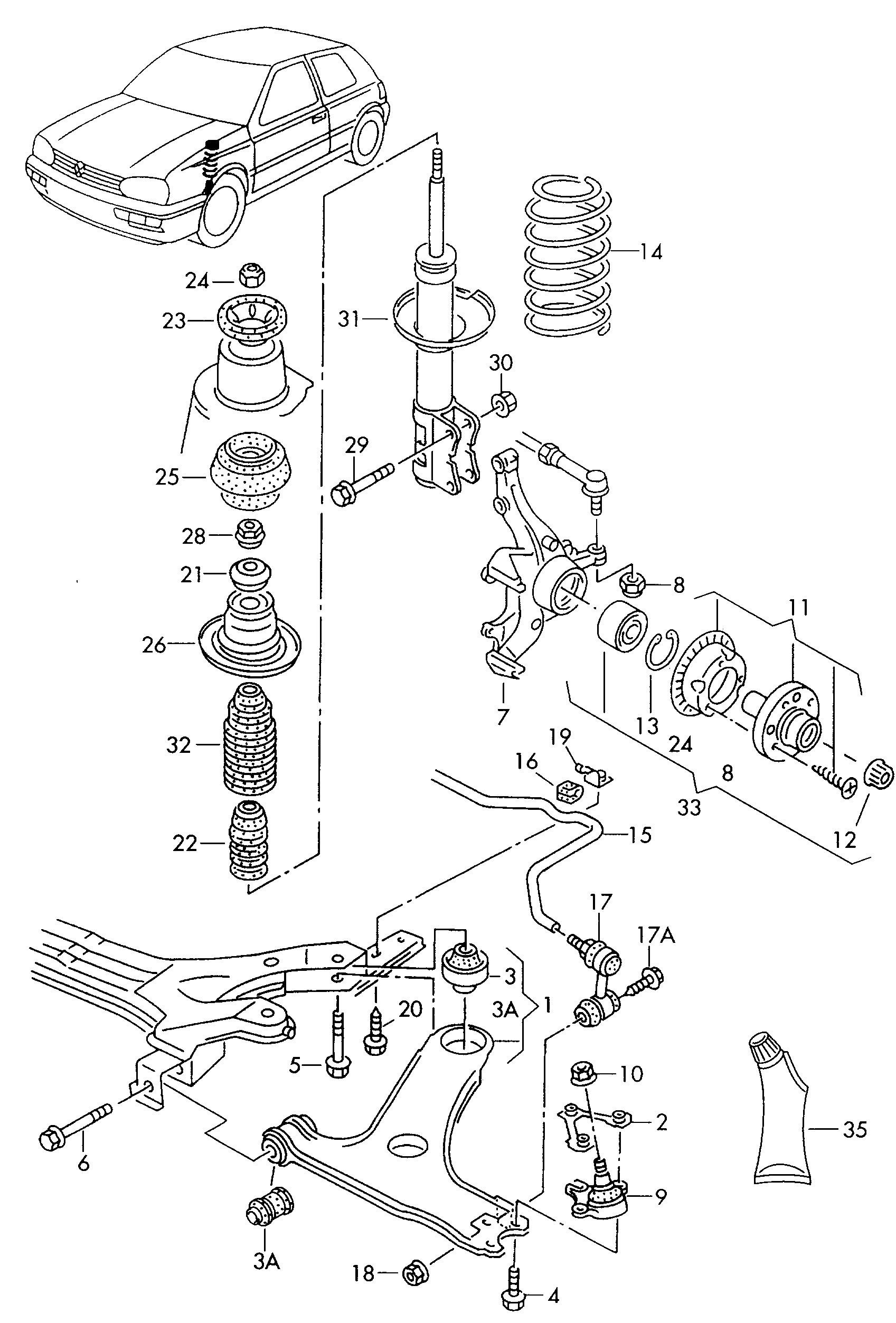 VW 1H0413175 - Komplet za zaštitu od prašine, amortizer parts5.com