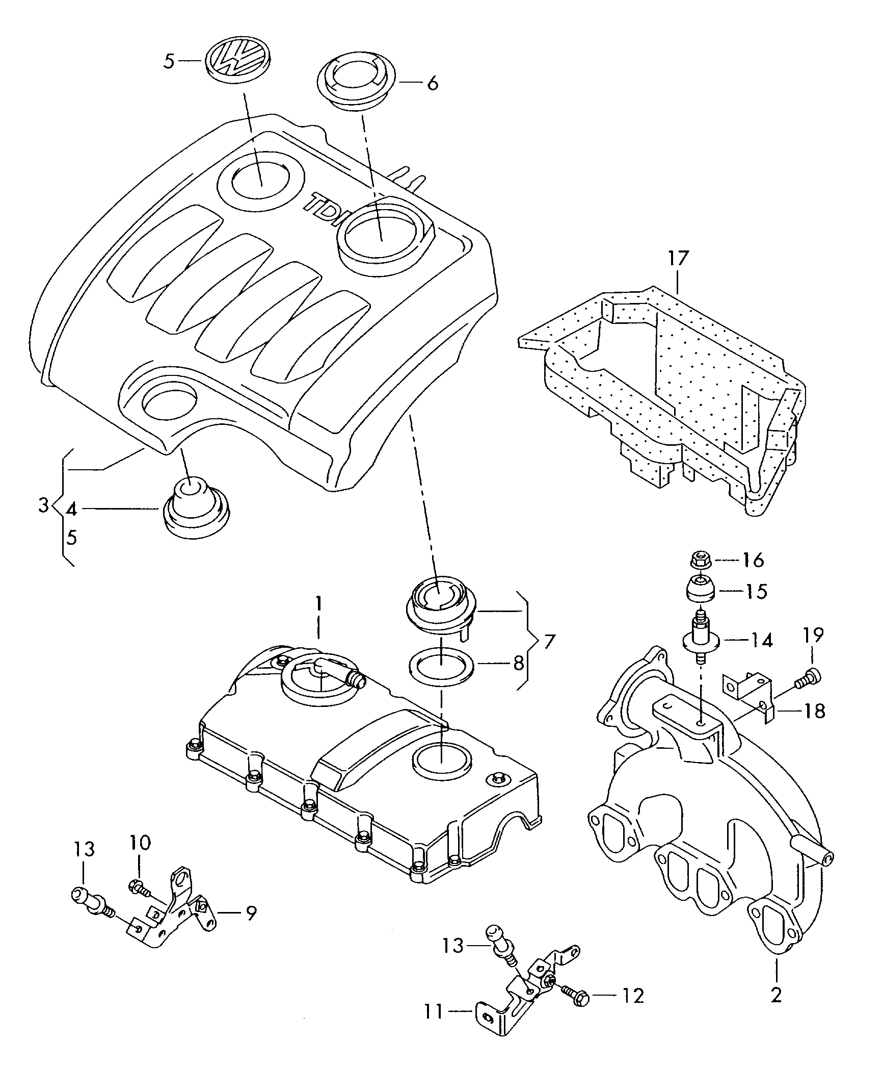 VW 038103638P - Limitator, acoperire motor parts5.com