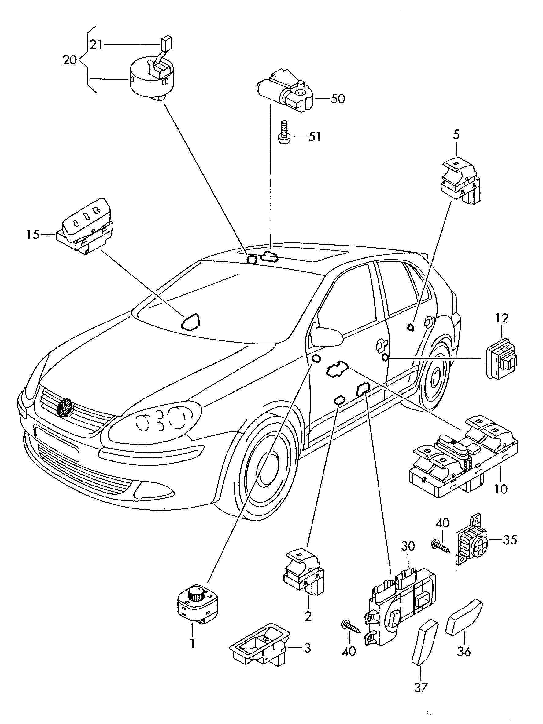 Seat 1K0 959 565K - Διακόπτης, ρύθμιση καθρέπτη parts5.com