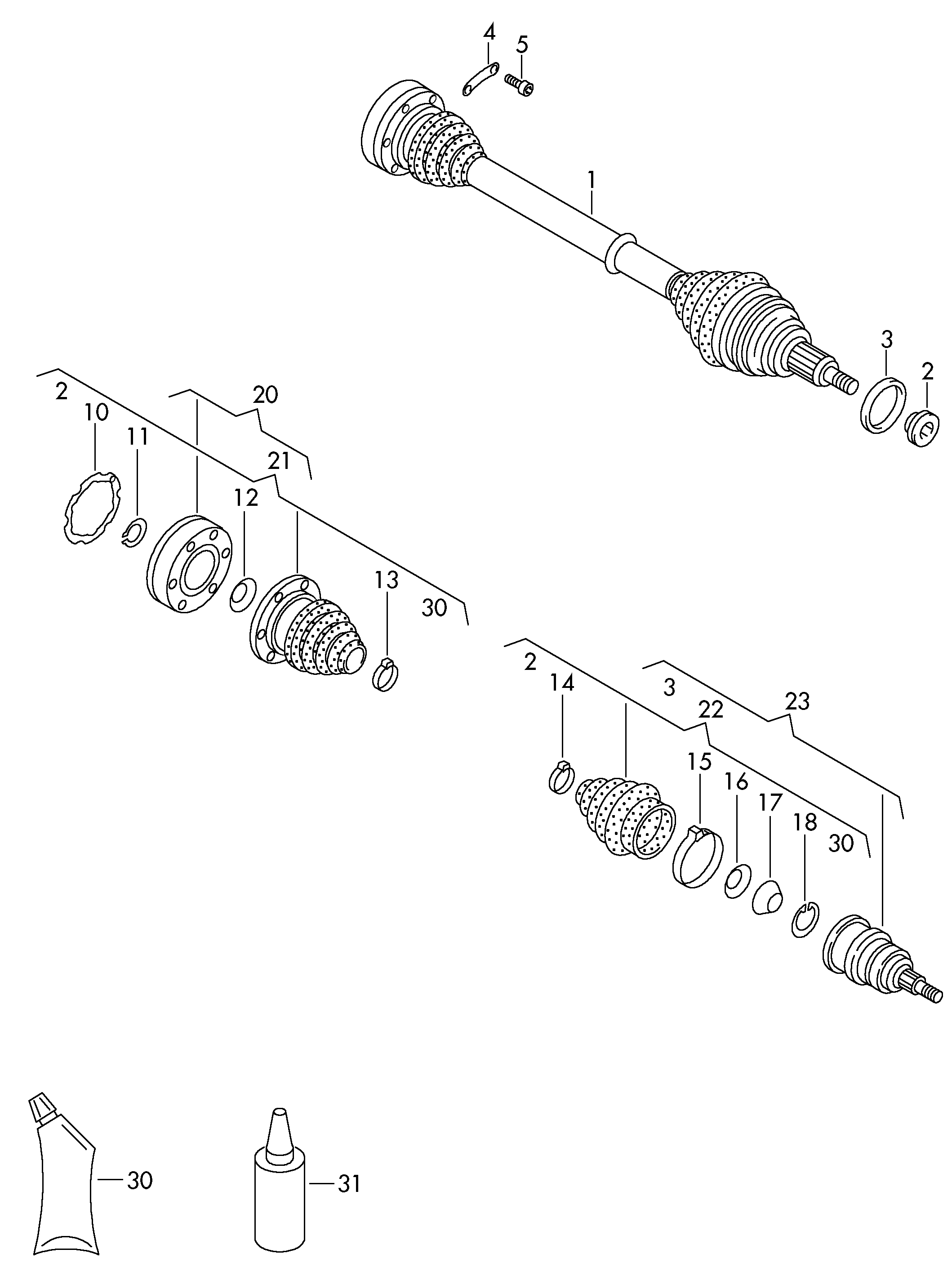 AUDI 6C0498099A - Jeu de joints, arbre de transmission parts5.com