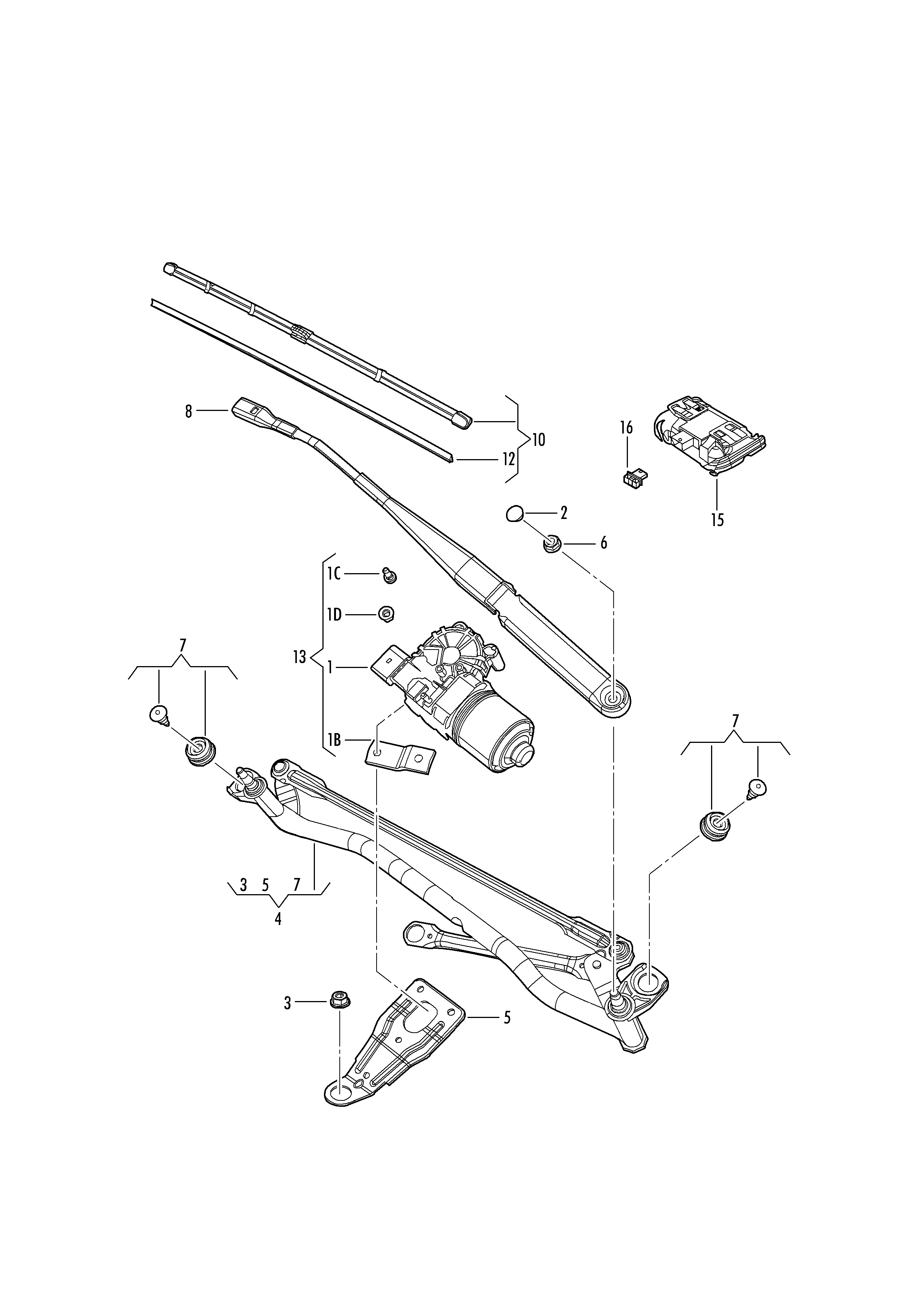 Skoda 5C7955113D - Törlőmotor parts5.com