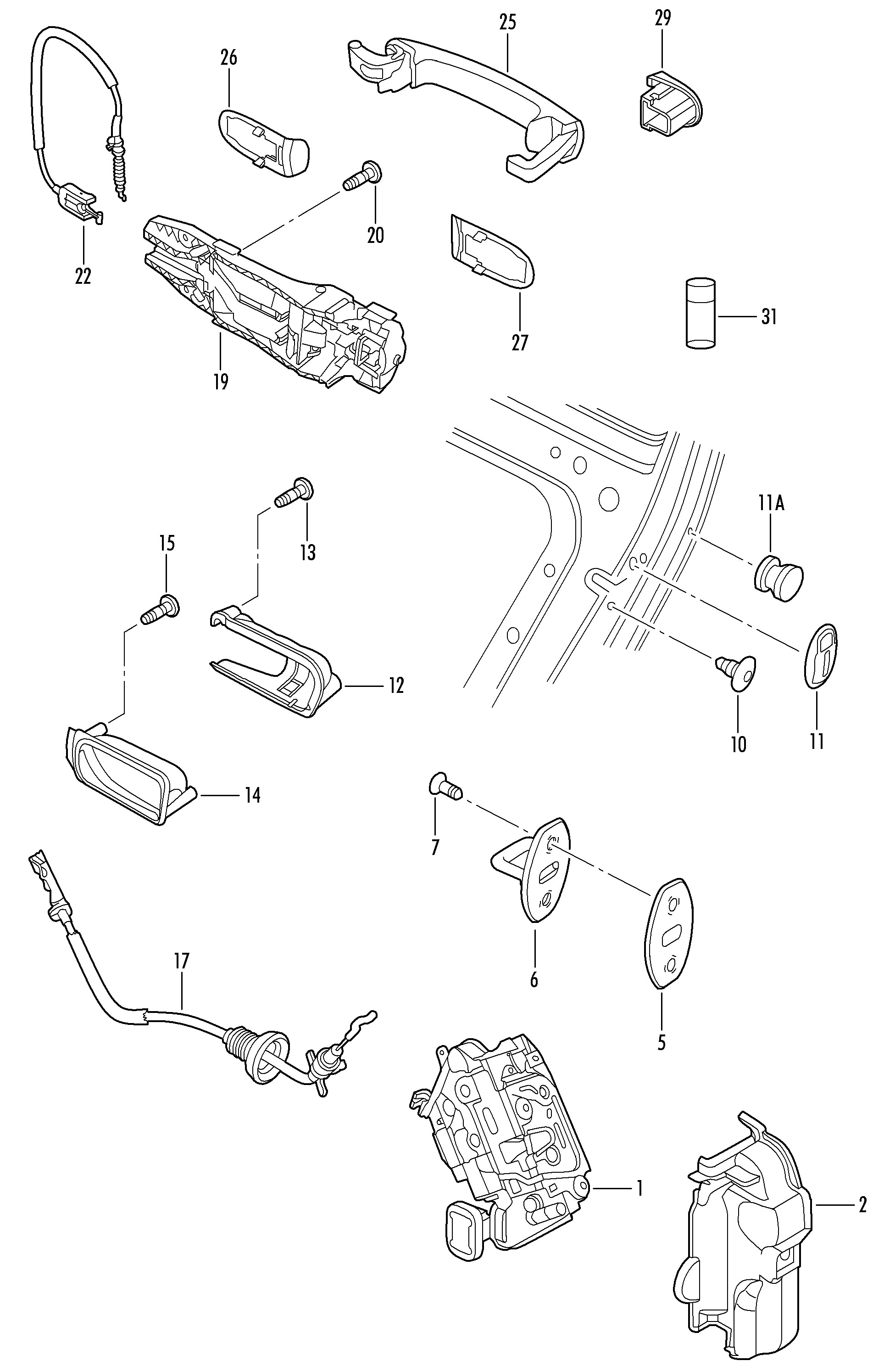 AUDI 5N0 837 017D - Sajla, otključavanje vrata parts5.com