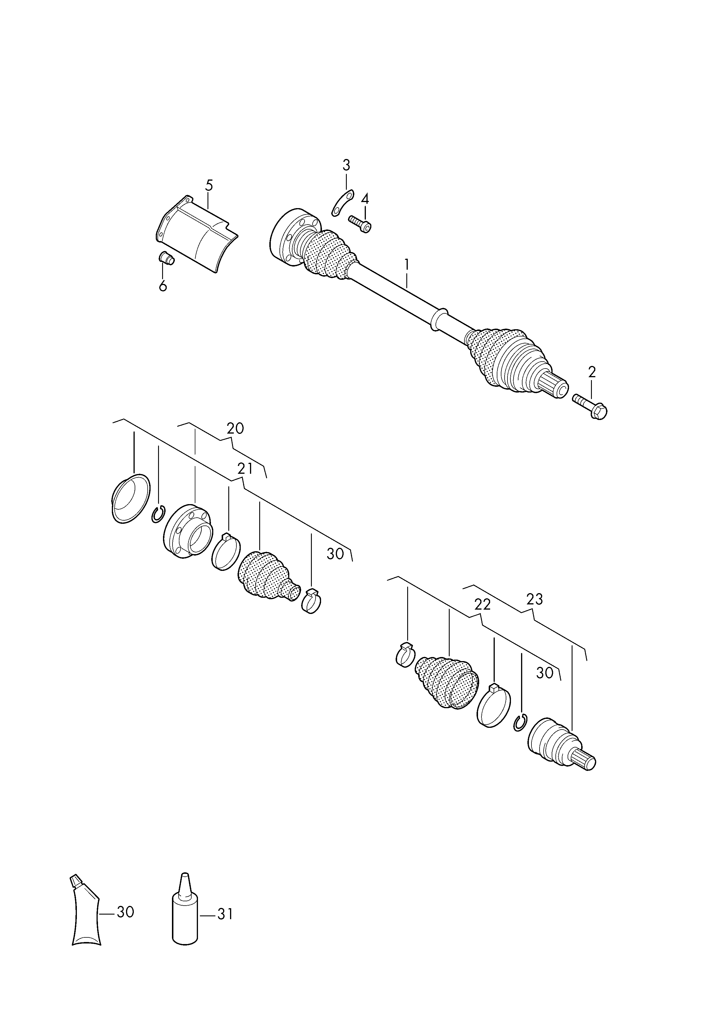 VAG 1K0 498 099G - Juego de articulación, árbol de transmisión parts5.com