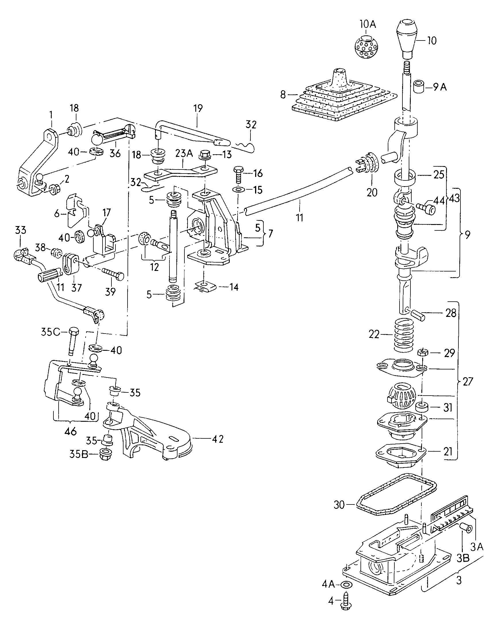 VW 191 711 574 - Levier de schimbare viteze parts5.com