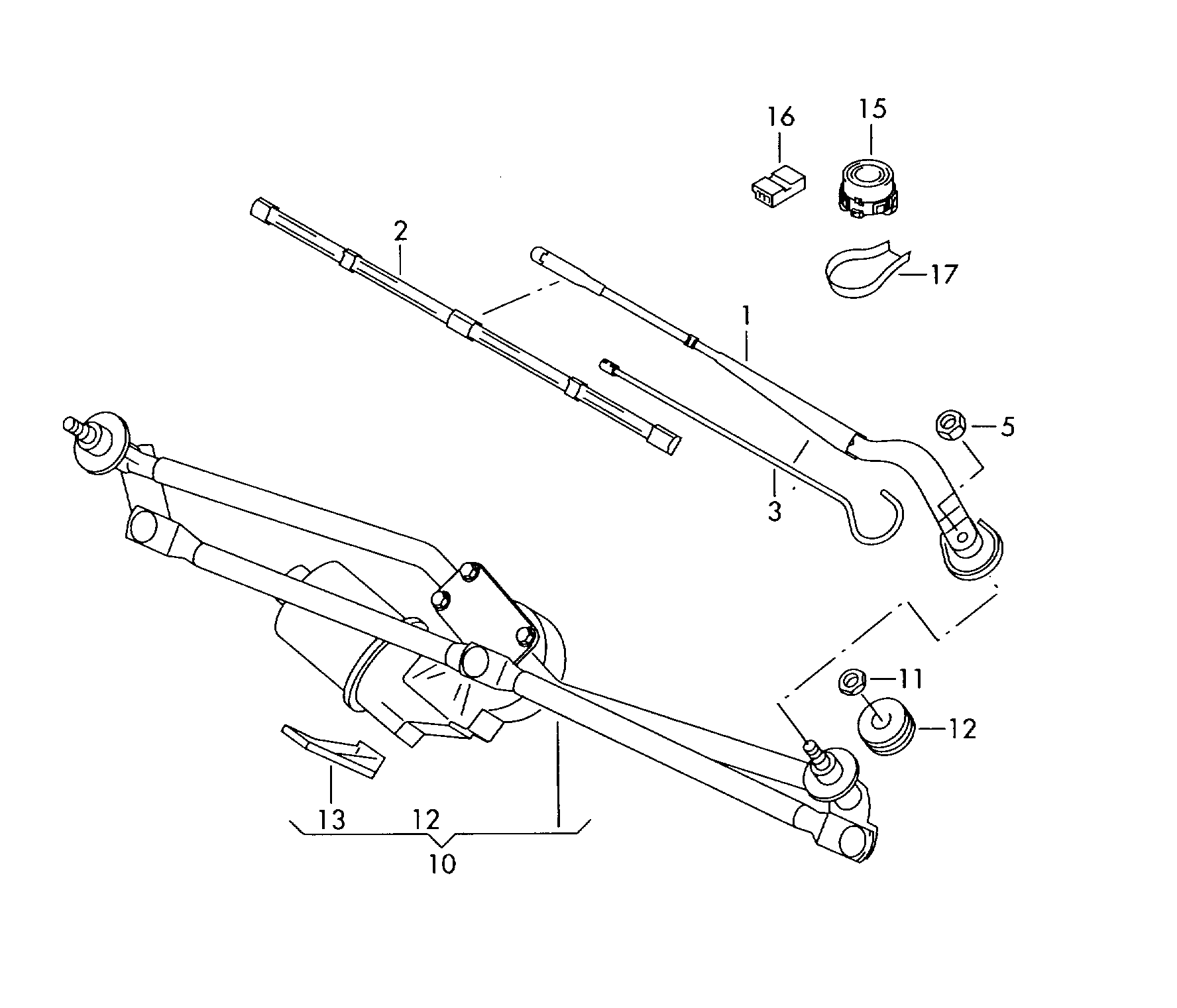 VW 2E1955421B - Μάκτρο καθαριστήρα parts5.com