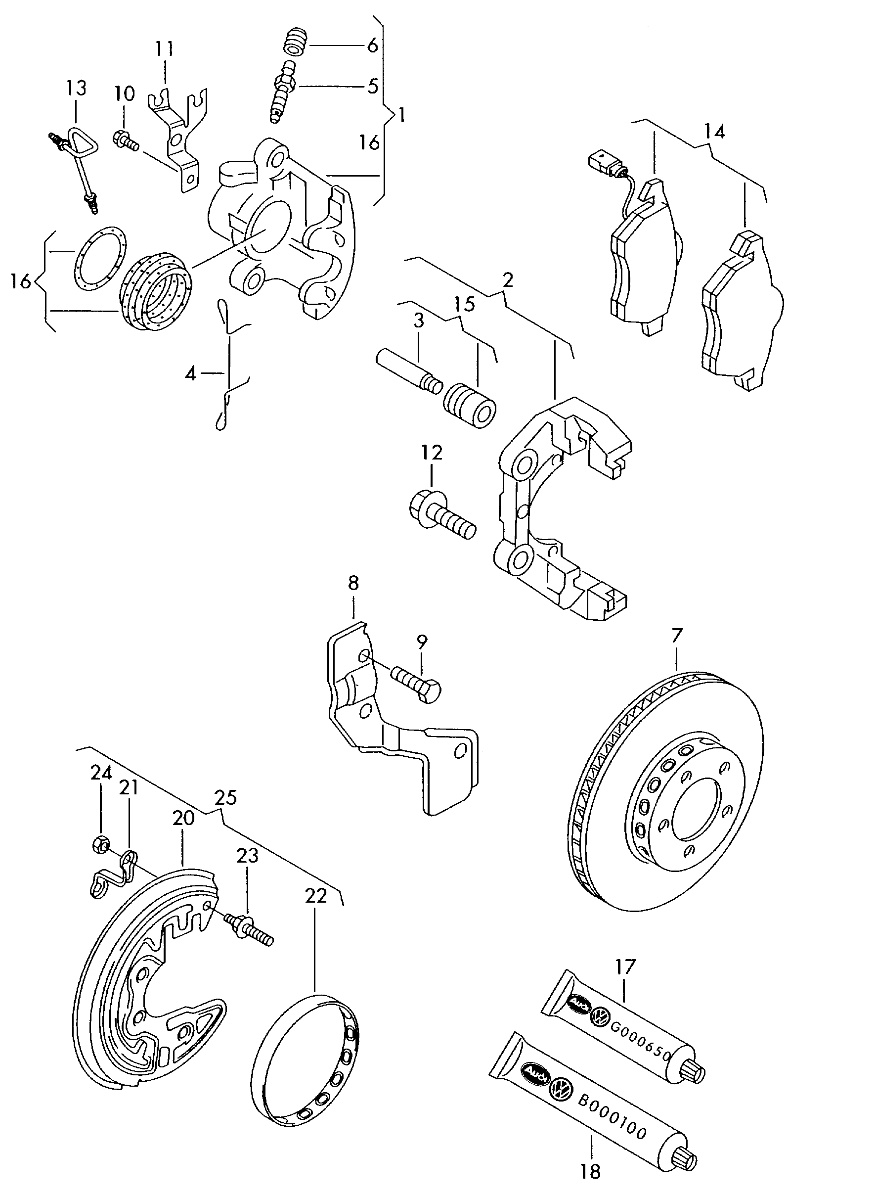 Skoda 4A0 615 269 - Komplet pribora, obloga disk kočnica parts5.com