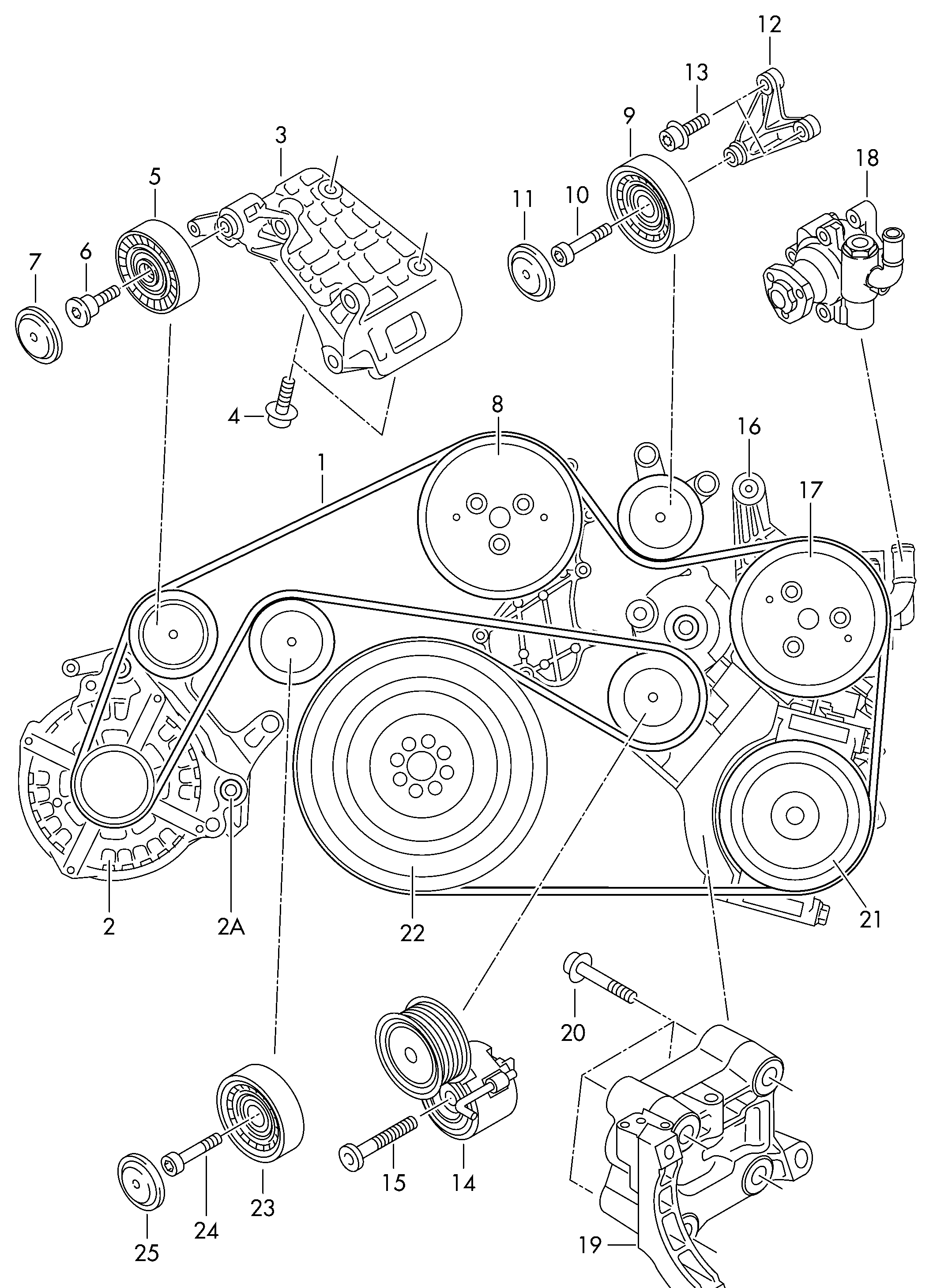 VW 059 903 341 J - Vratná / vodiaca kladka rebrovaného klinového remeňa parts5.com