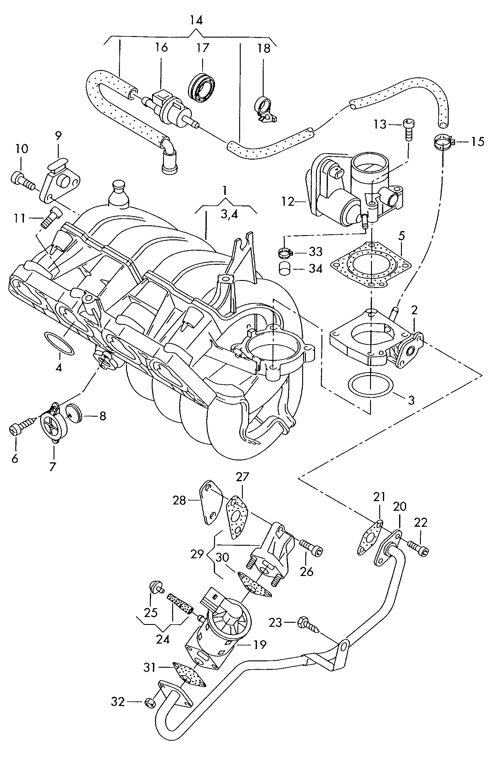 Seat 036 129 717 E - Σετ στεγανοποίησης, πολλαπλή εισαγωγής parts5.com