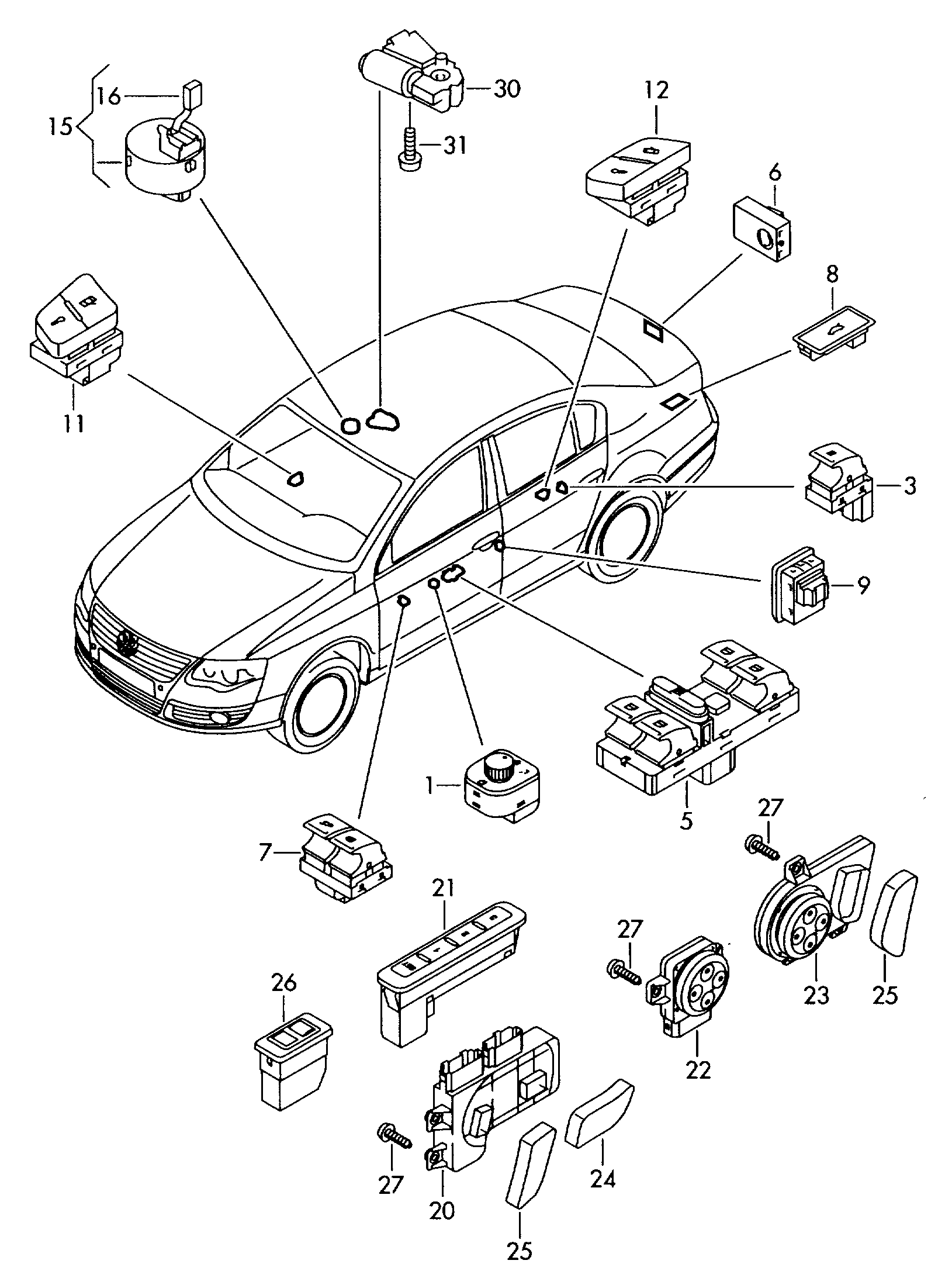 AUDI 3C0 959 903B - Spínač, otevření zadních dveří parts5.com