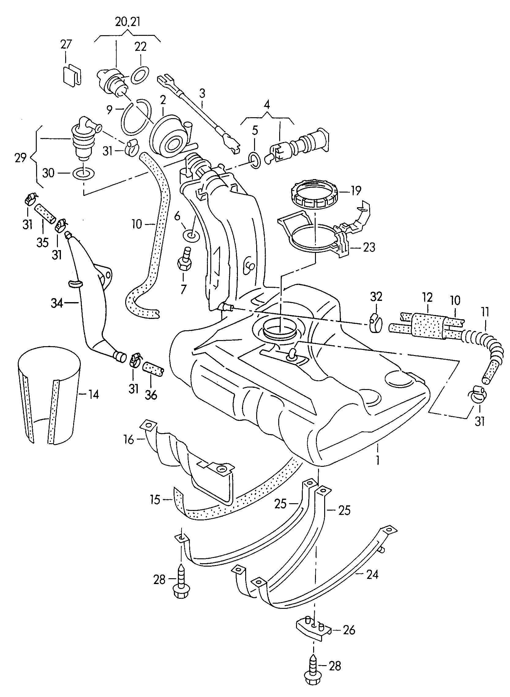 VW 1H0201553B - Zatvarač, spremnik za gorivo parts5.com