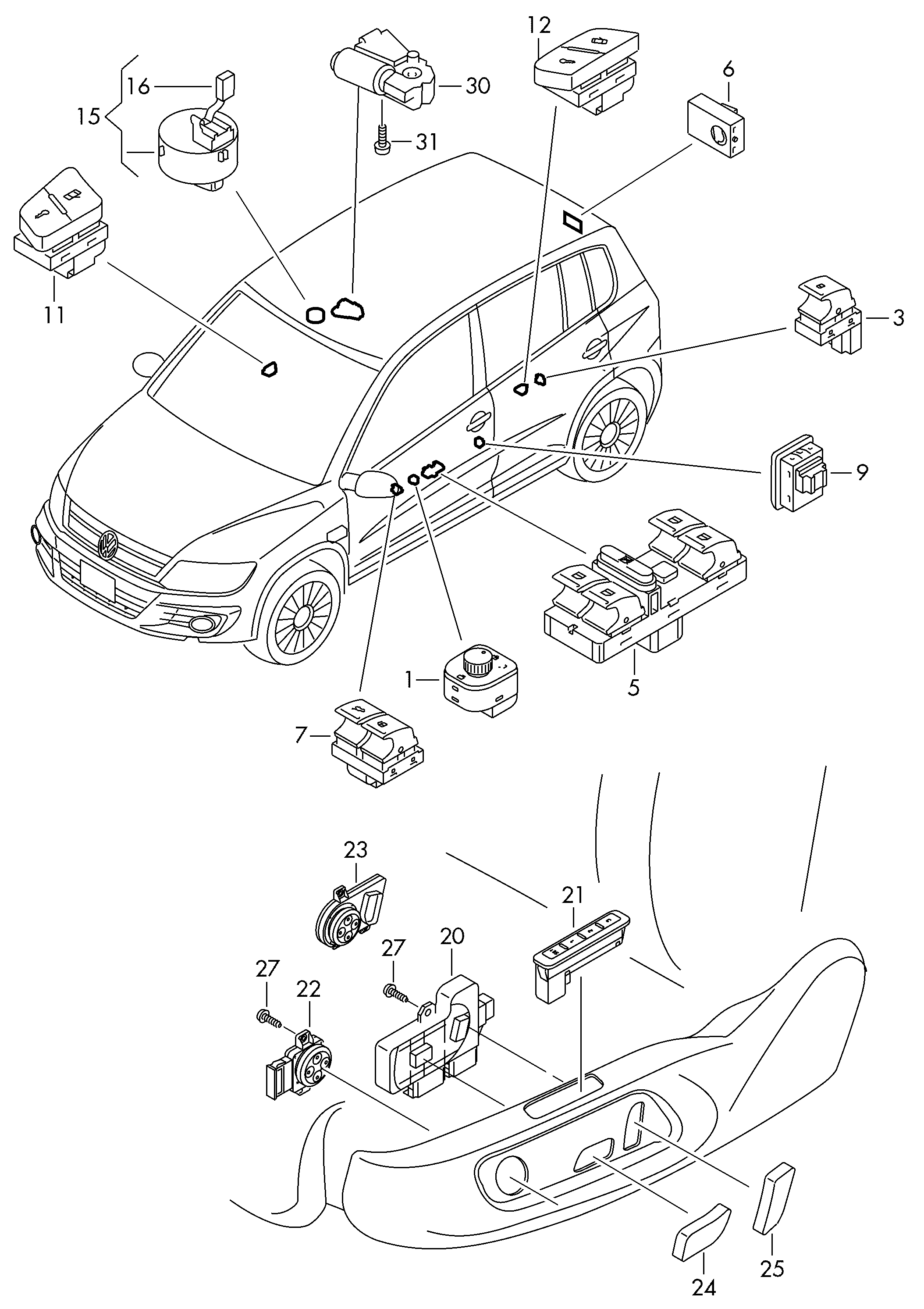 Seat 1K0 962 125B - Comutator, sistem inchidere parts5.com